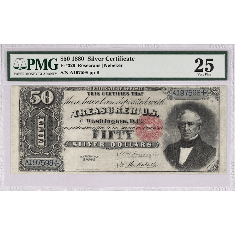 Fr. 329 $50 1880 Silver Certificate, PMG  Very Fine 25 - Black Back