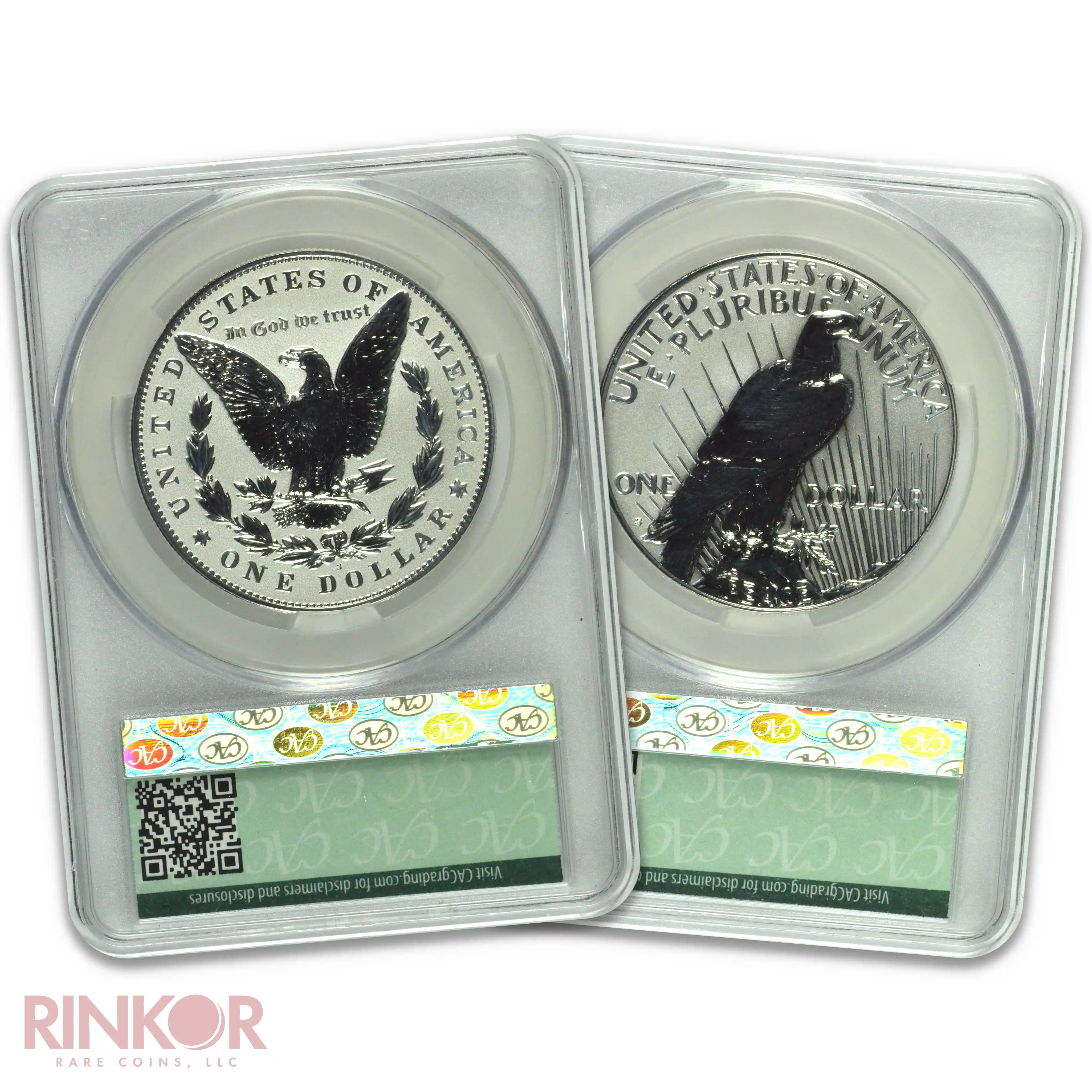 2024-S Reverse Proof 2-Coin Morgan and Peace Set $1 CACG PR 70