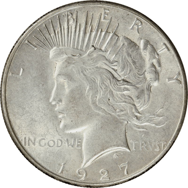 1927-S Peace Silver Dollar $1, Circulated, About Uncirculated