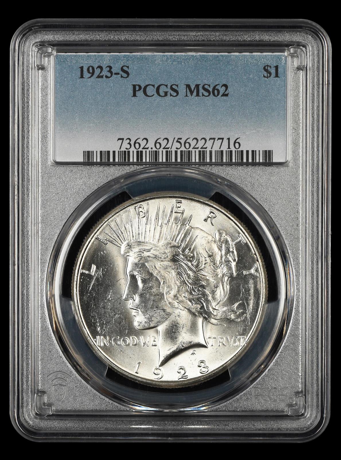 1923 S $1 PCGS MS 62