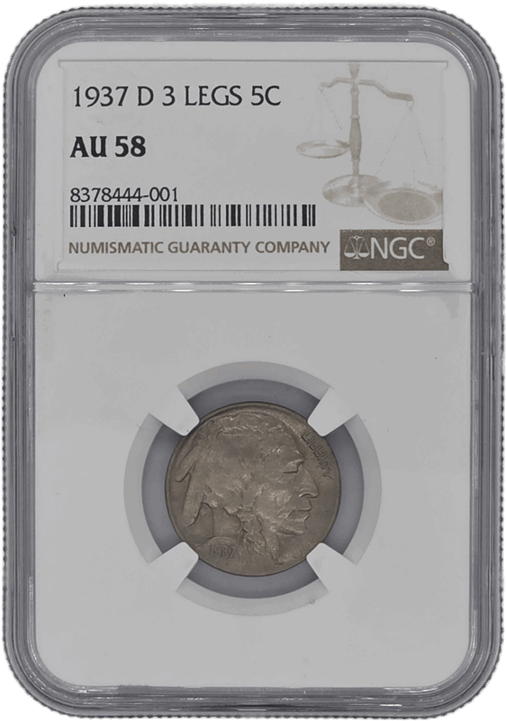 1937-D  3 Legs Buffalo NGC AU58