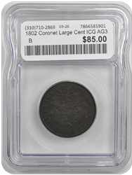 1802 Coronet Large Cent ICG AG3