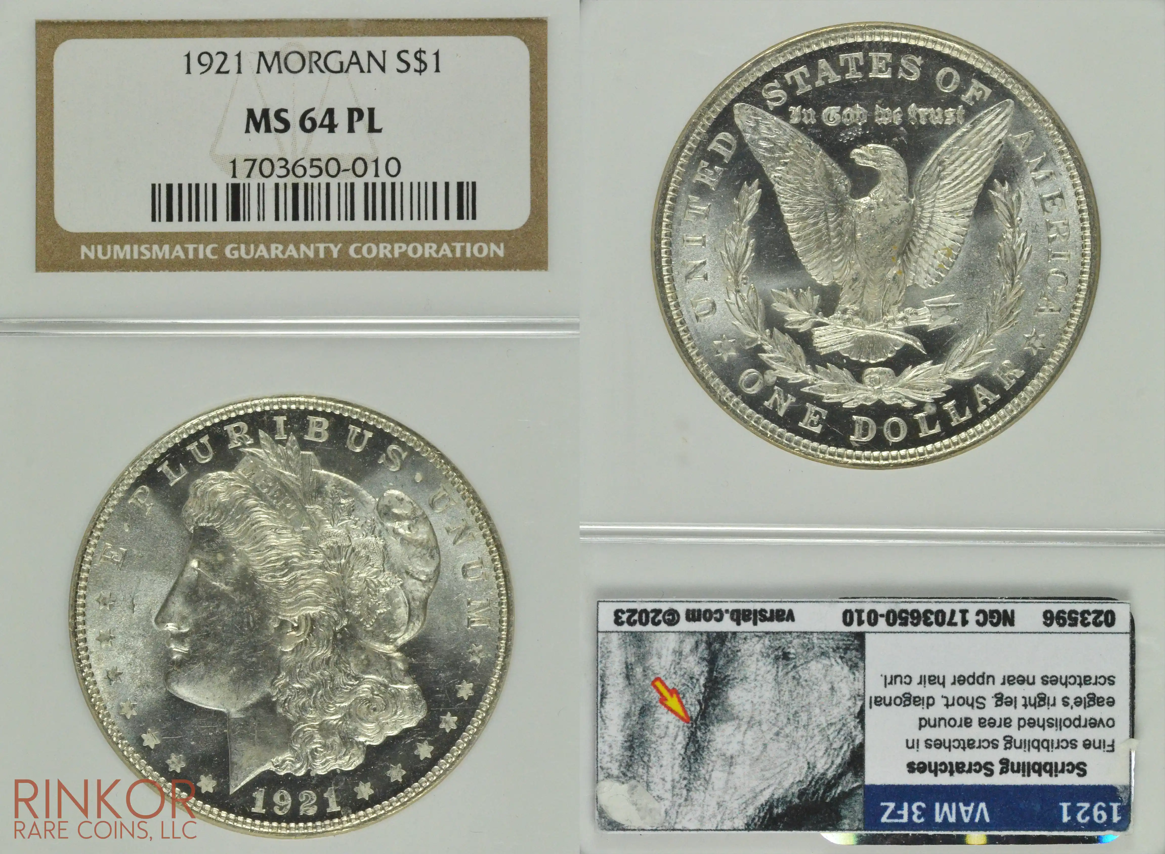 1921 Morgan $1 NGC MS 64 PL