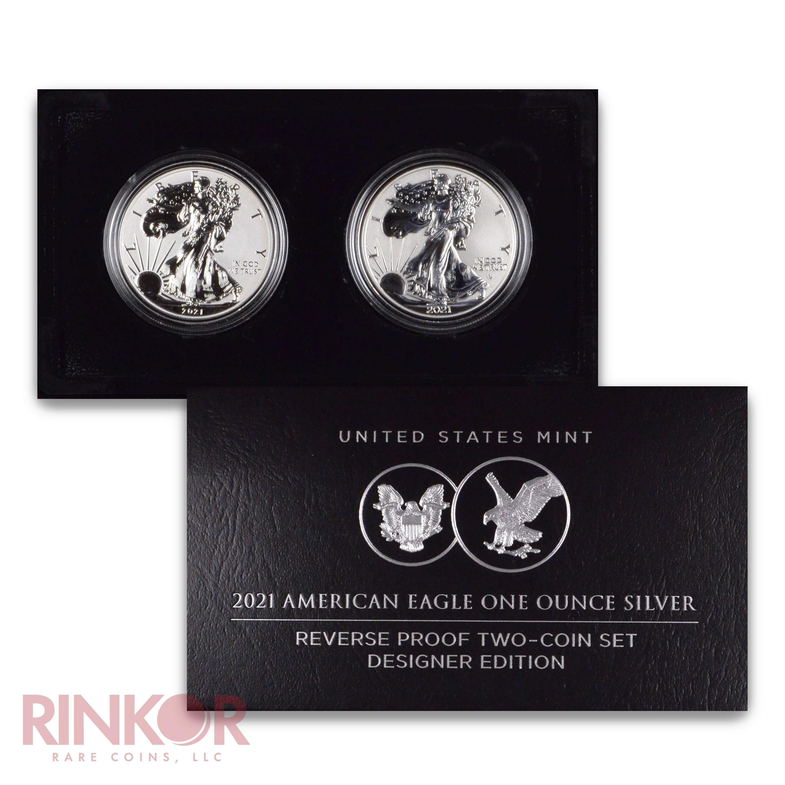 2021 Reverse Proof Silver Eagle 2-Coin Set (Box and CoA)