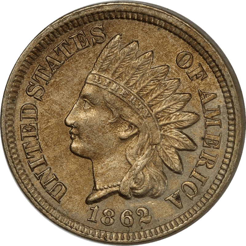 1862 Indian Cent, Copper-Nickel -Raw- Circulated, About Uncirculated