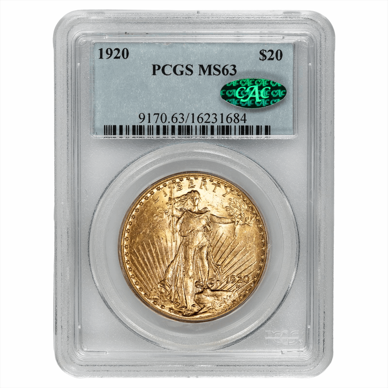 1920 St. Gaudens Gold Double Eagle $20 PCGS MS 63 CAC