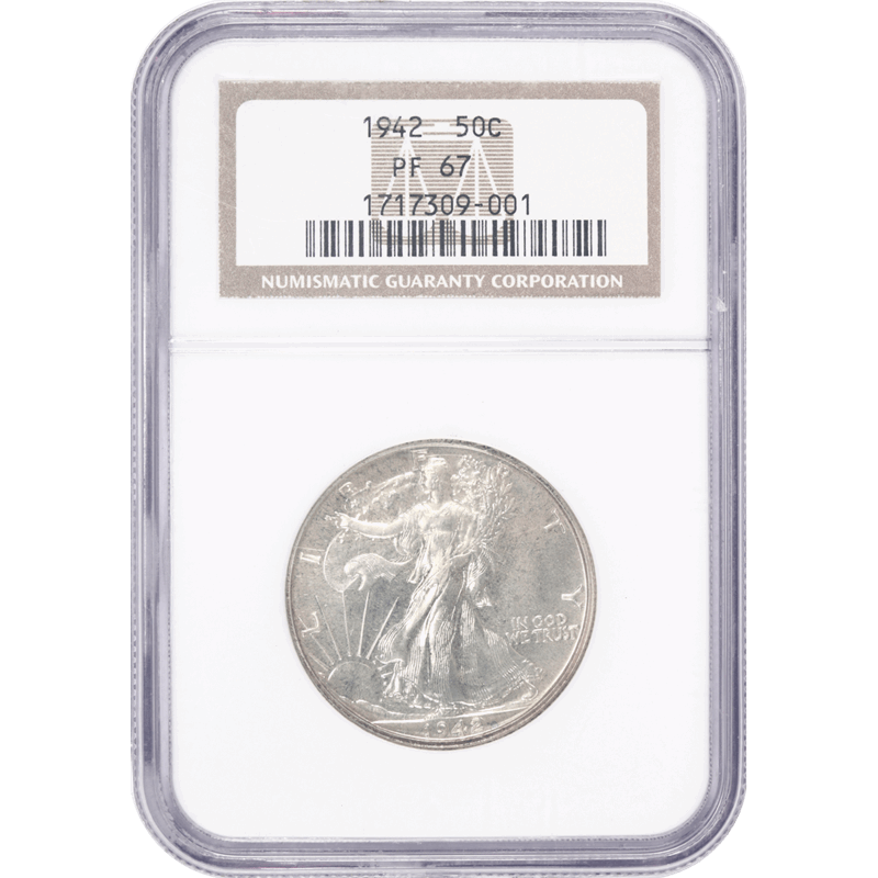 1942 Walking Liberty Half Dollar NGC PR67 - Nice White Coin 