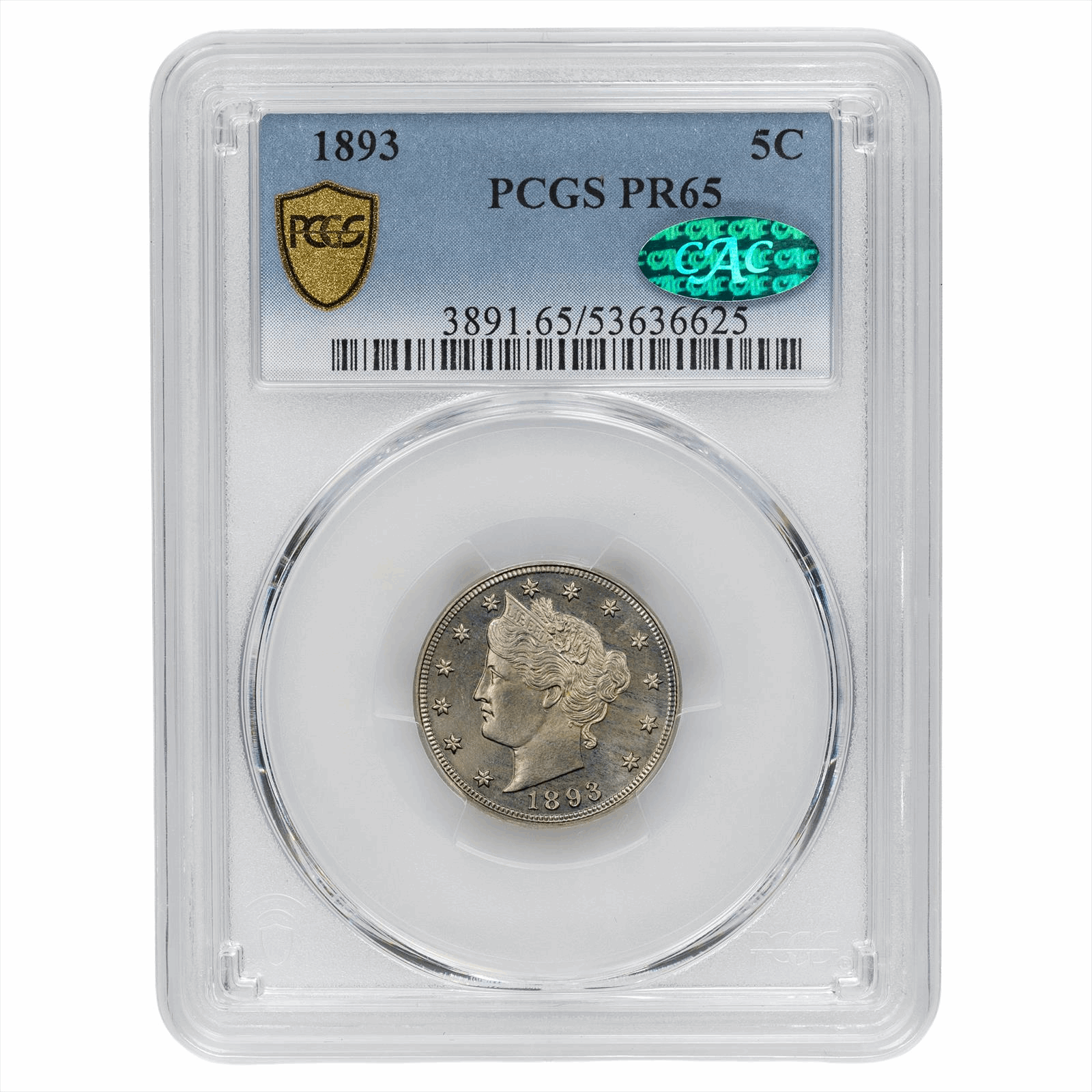 1893 Liberty V Nickel 5C PCGS  PR 65 CAC