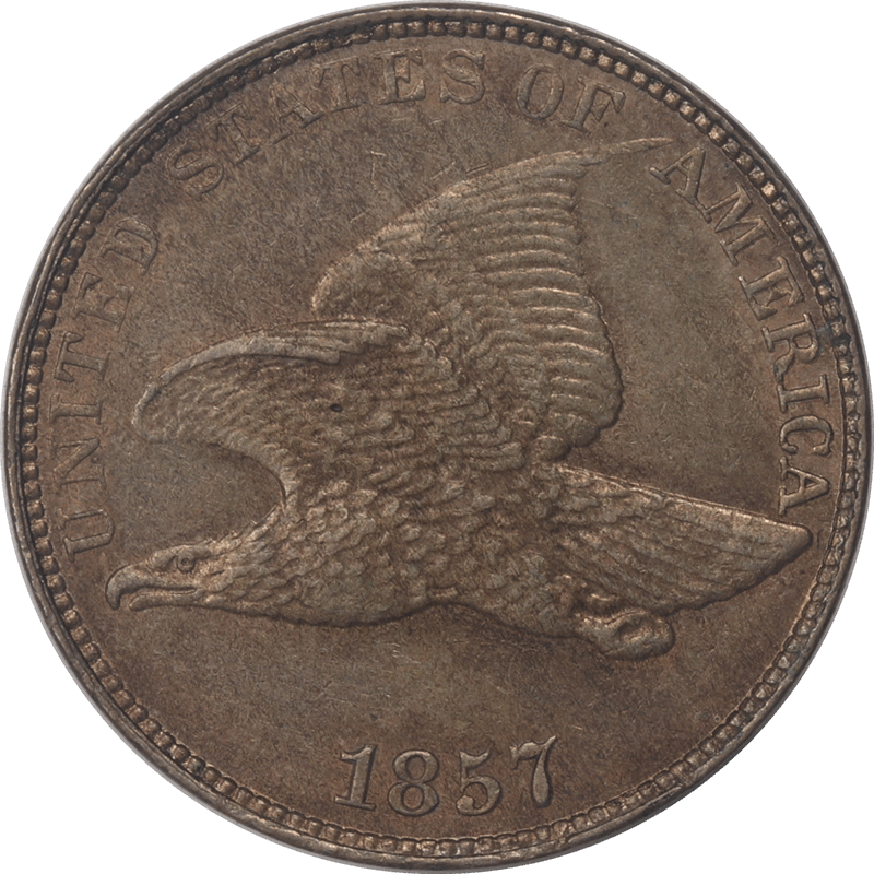 1857 Flying Eagle Cent, Circulated, Choice About Uncirculated - Nice Original Coin