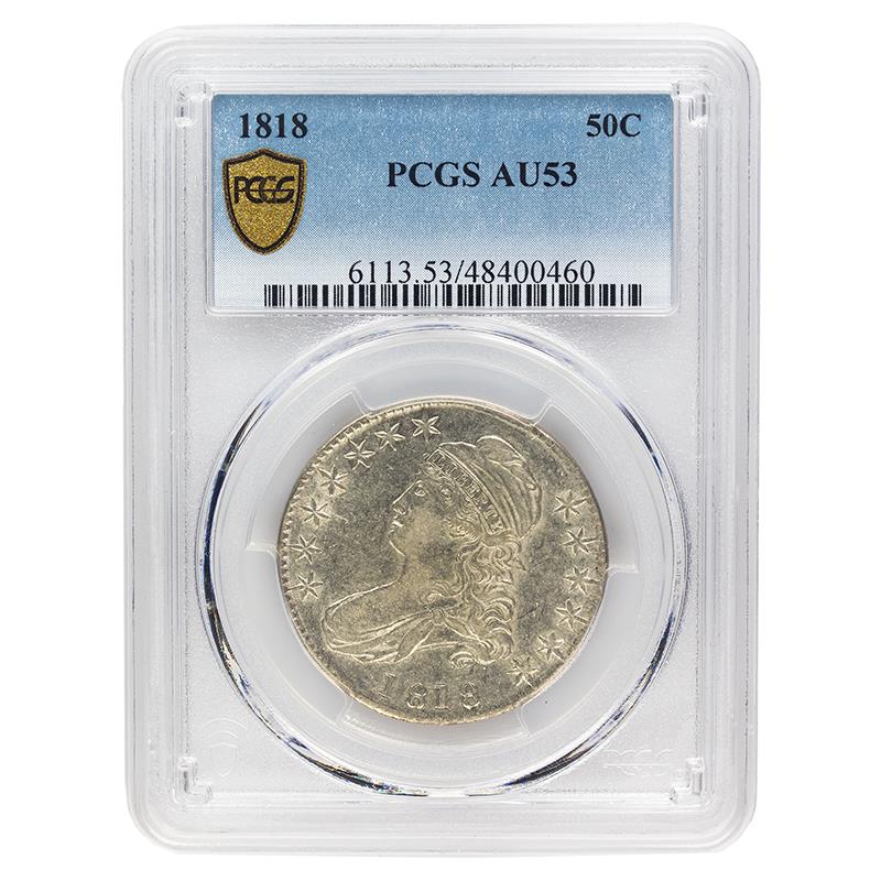 1818 Capped Bust Half Dollar, 50C PCGS AU53 