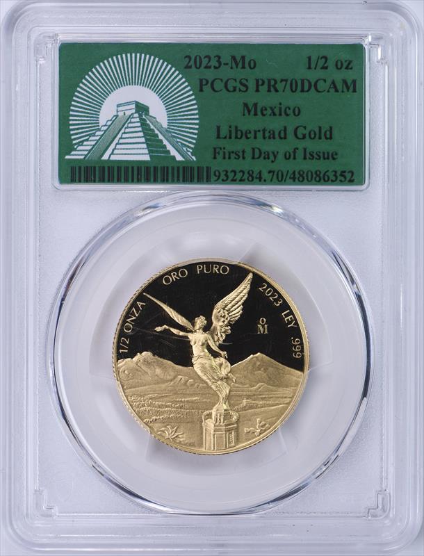 2023 Mexico 1/2oz Gold Onza PCGS PR70DCAM First Day of Issue 