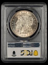 1921 $1 Mint Error Struck Through Reverse PCGS MS 63+