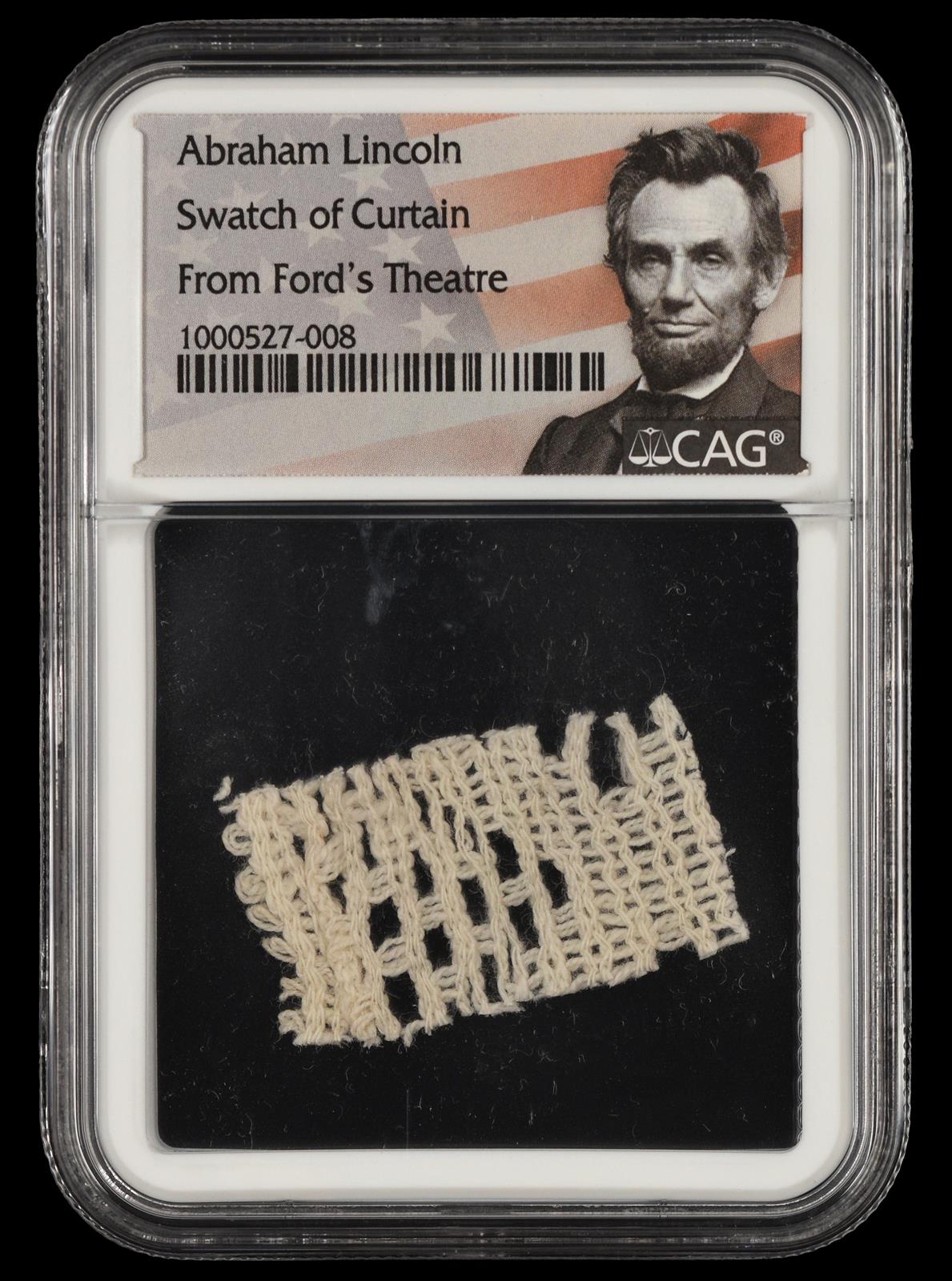 Abraham Lincoln Swatch of Curtain from Fords Theatre CAG Certified 