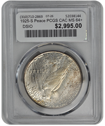 1925-S Peace PCGS CAC MS 64+