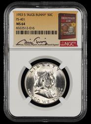 1953 S Bugs Bunny 50c FS-401 Bill Fivaz Signature Label NGC  MS64