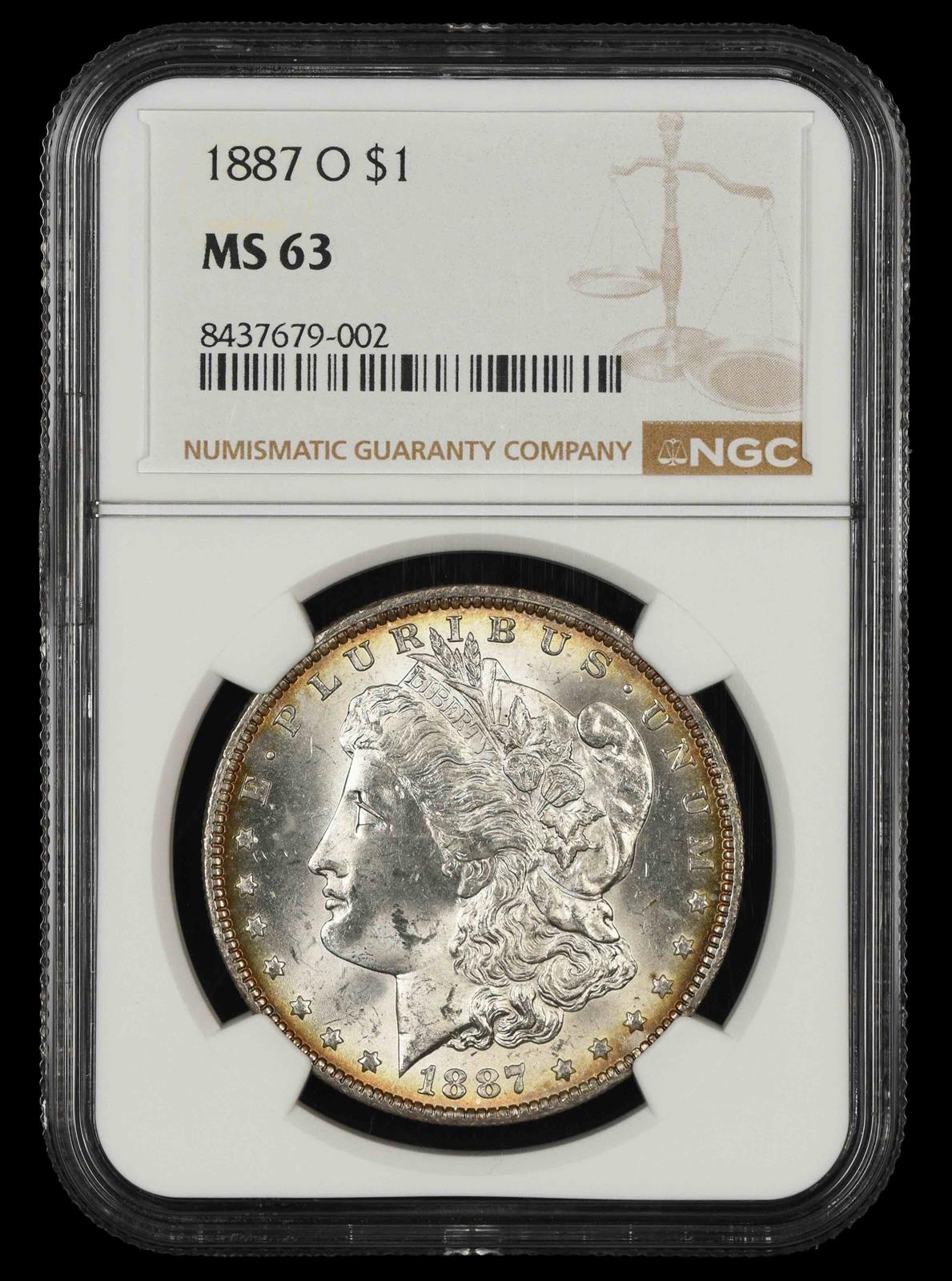 1887 O $1 NGC MS 63