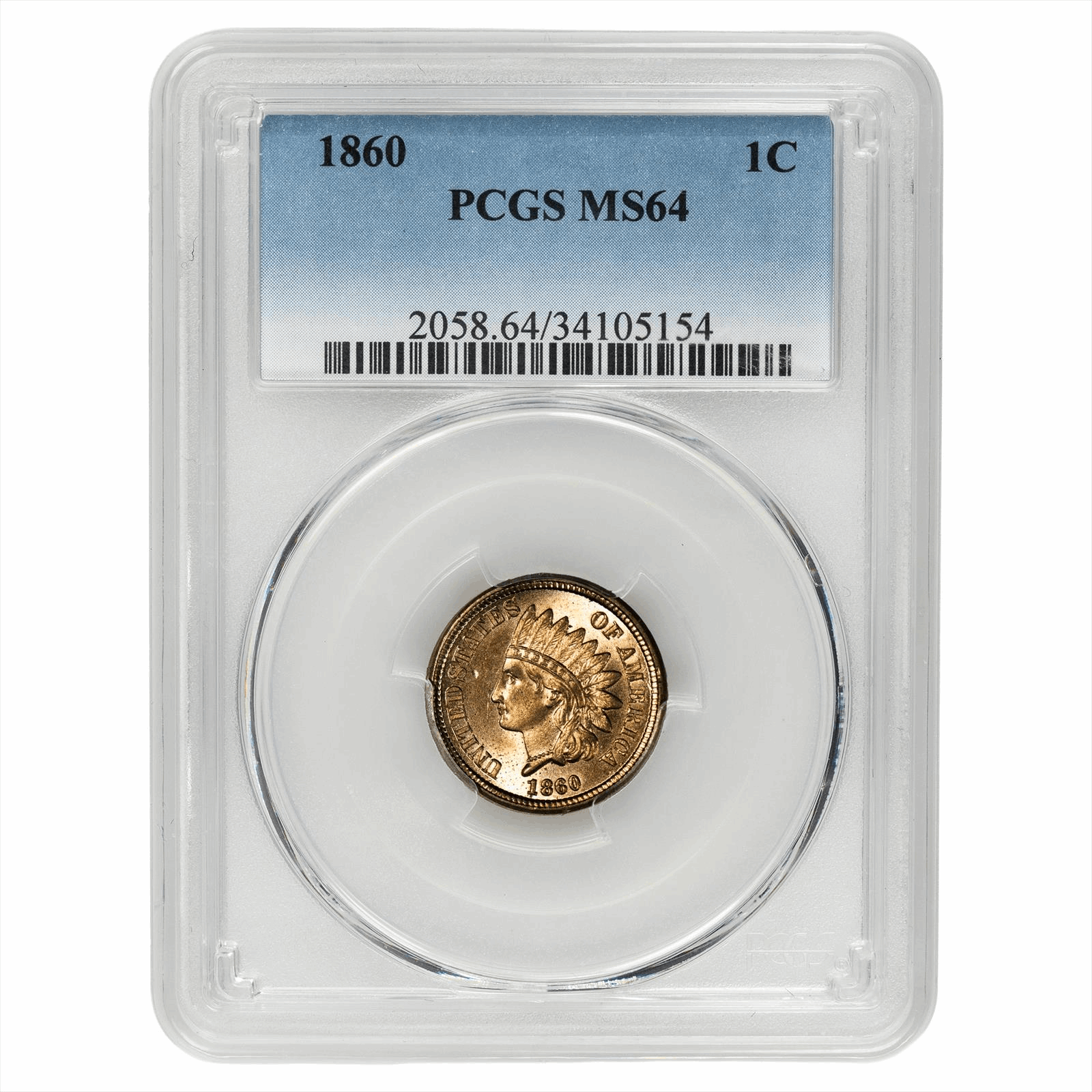 1860 Indian Head Cent 1C PCGS MS 64 
