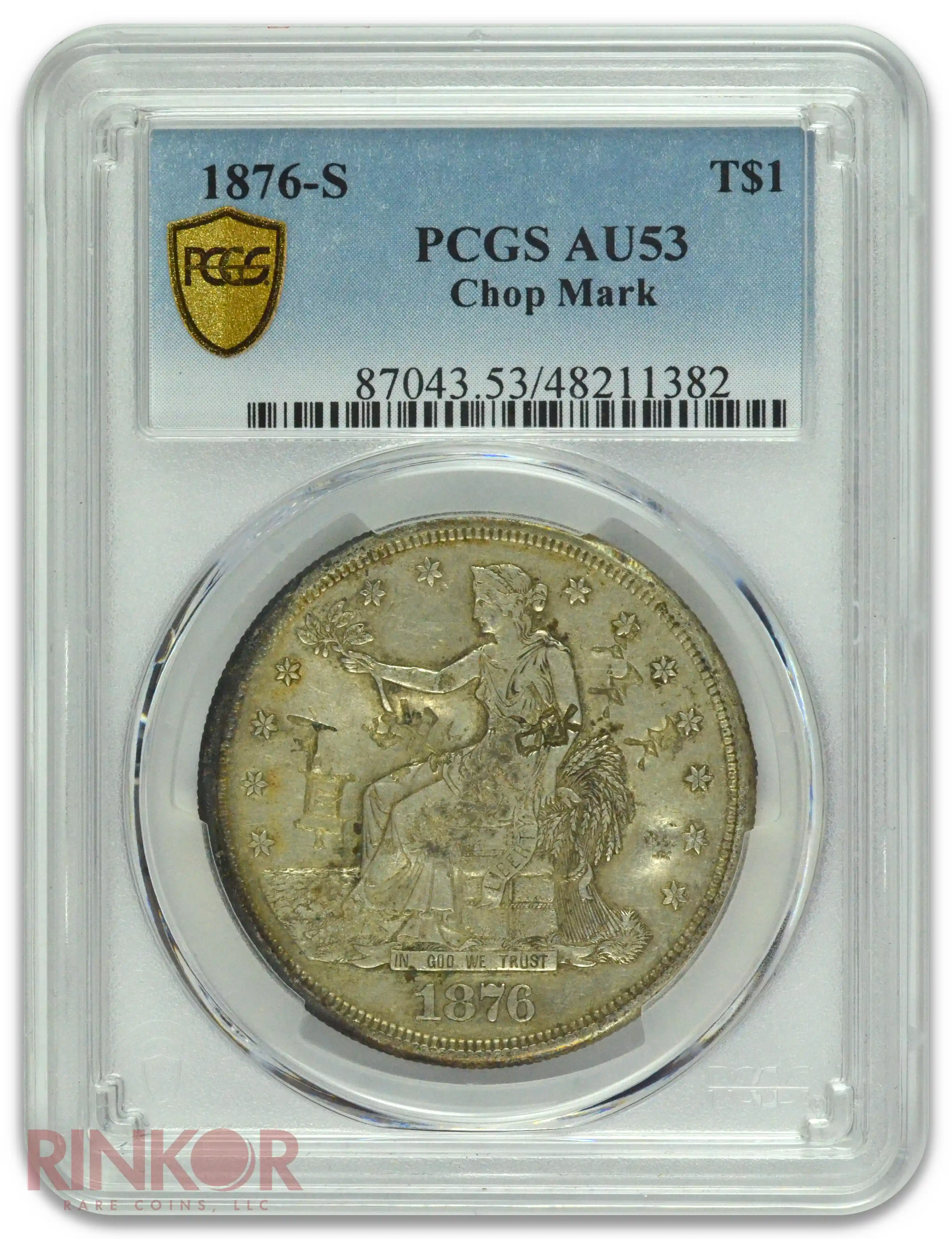 1876-S $1 Chop Mark Trade Dollar PCGS AU-53