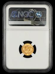 1861 $1 Gold Mint Error Medallic Alignment Bill Fivaz Signature Label NGC MS61