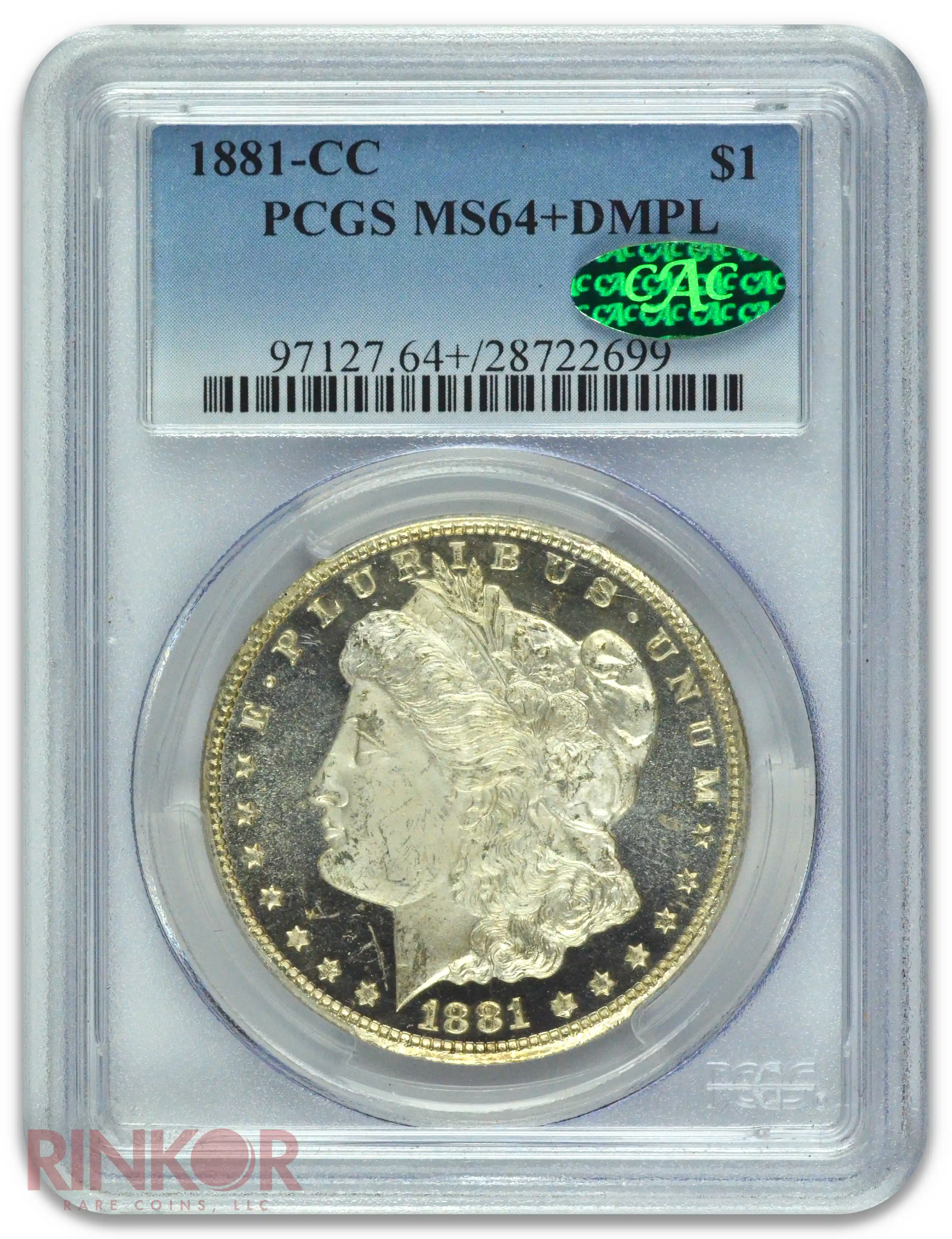 1881-CC $1 Morgan Dollar PCGS MS 64+ DMPL CAC
