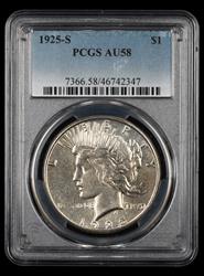 1925 S $1 PCGS AU58 AU58