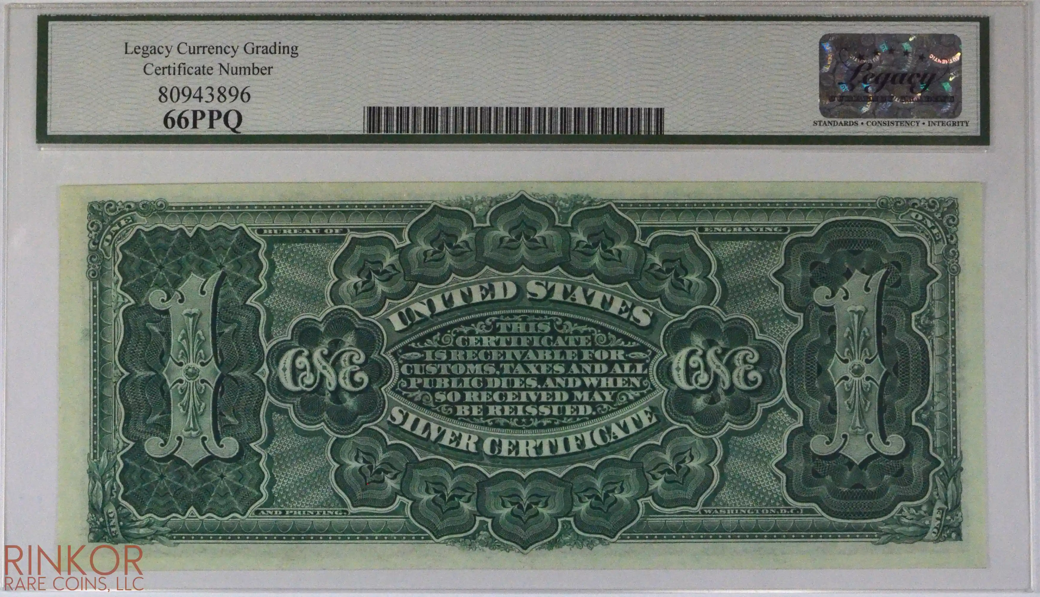 1886 $1 Fr. 219 Silver Certificate LCG CU 66 PPQ