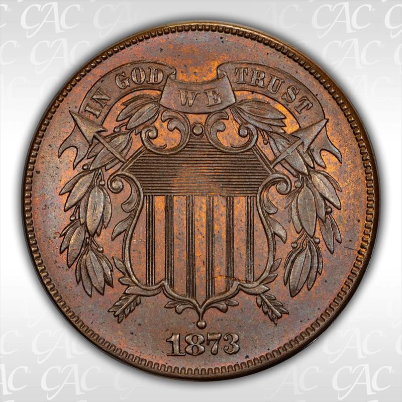 1873 Open 3 2c CACG PR 65 BN