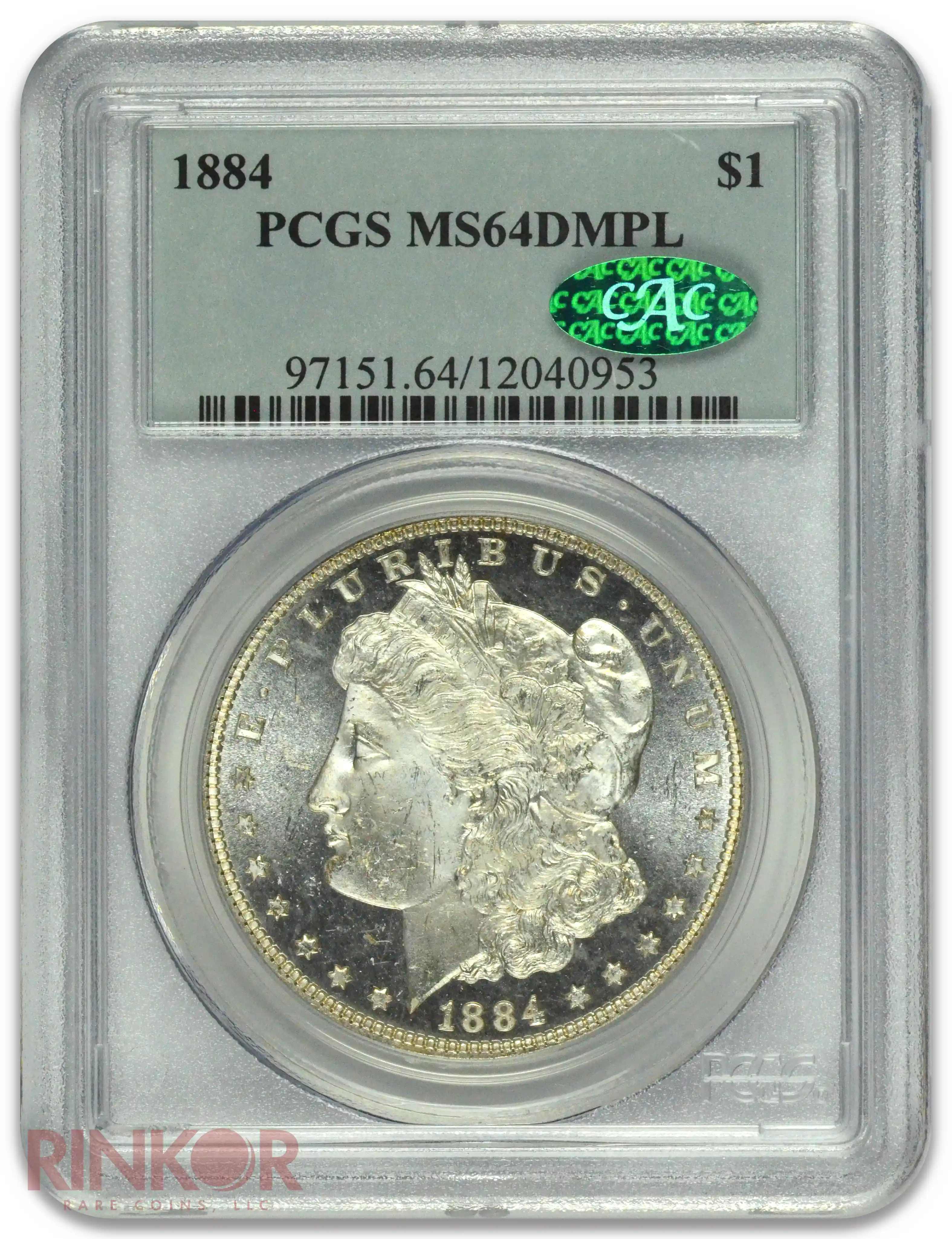1884 $1 Morgan Dollar PCGS MS 64 DMPL CAC