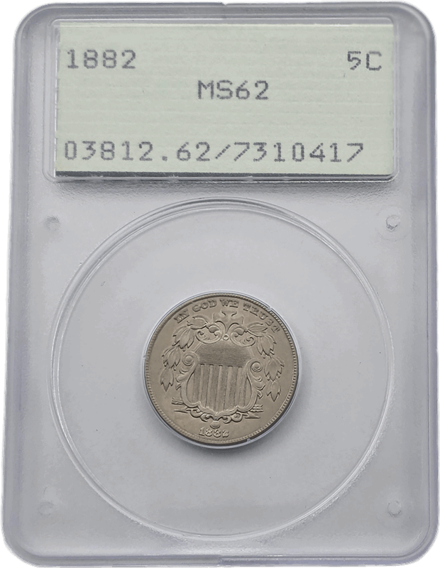 1882 Shield PCGS MS 62 OGH RATTLER