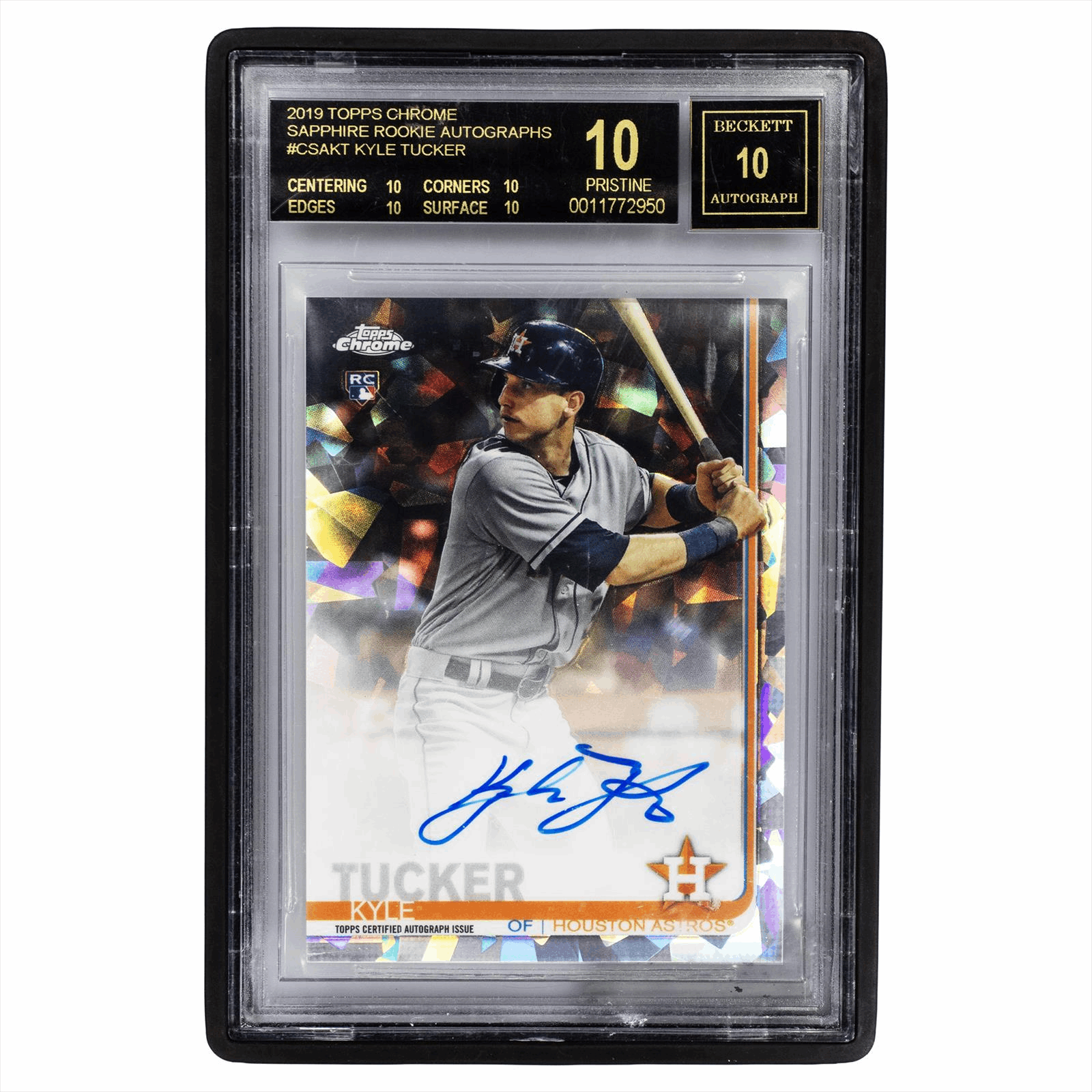 2019 Topps Chrome Kyle Tucker Sapphire Rookie Auto #CSAKT BGS PRISTINE 10 AUTO 10
