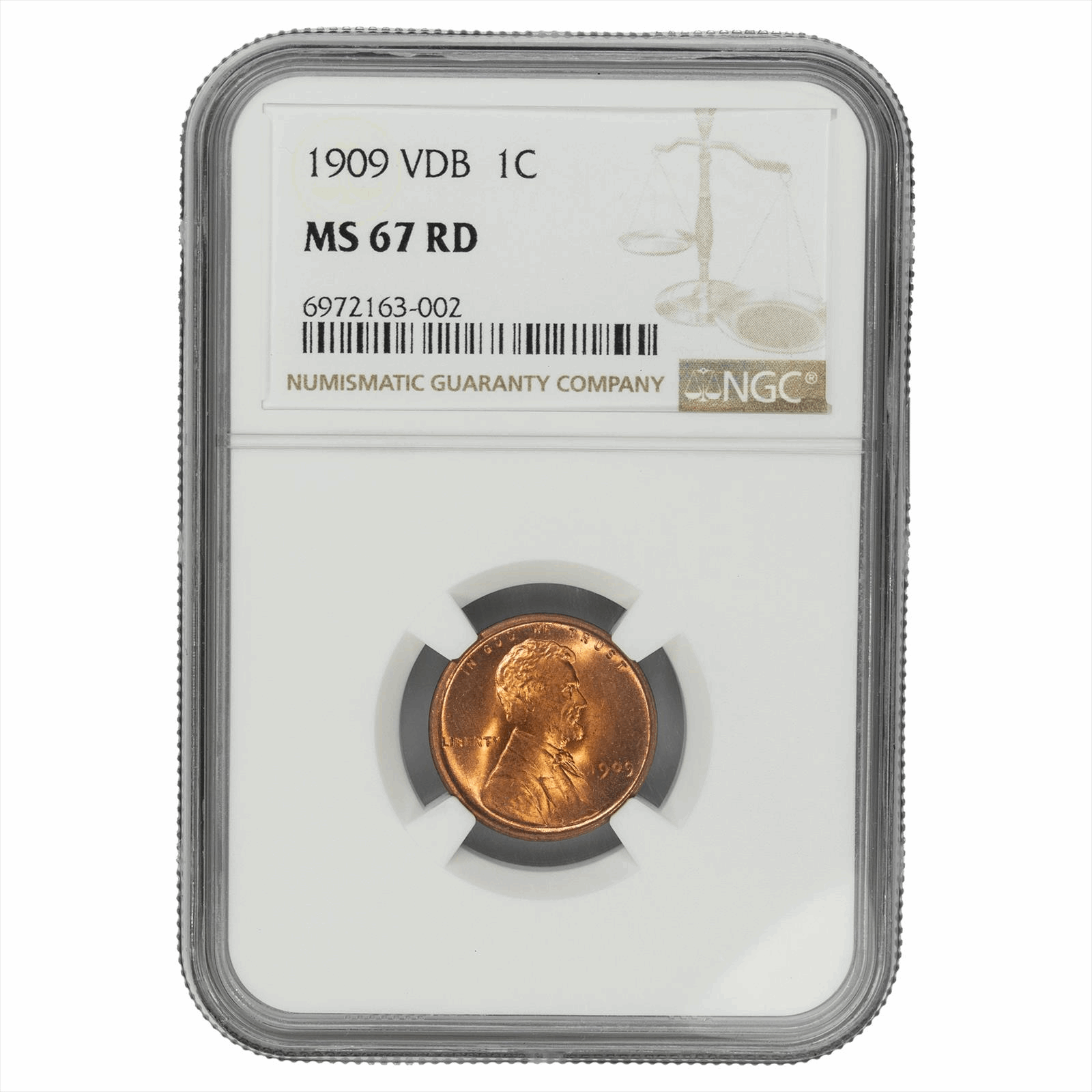 1909 VDB 1C LINCOLN VDB, RD NGC MS 67