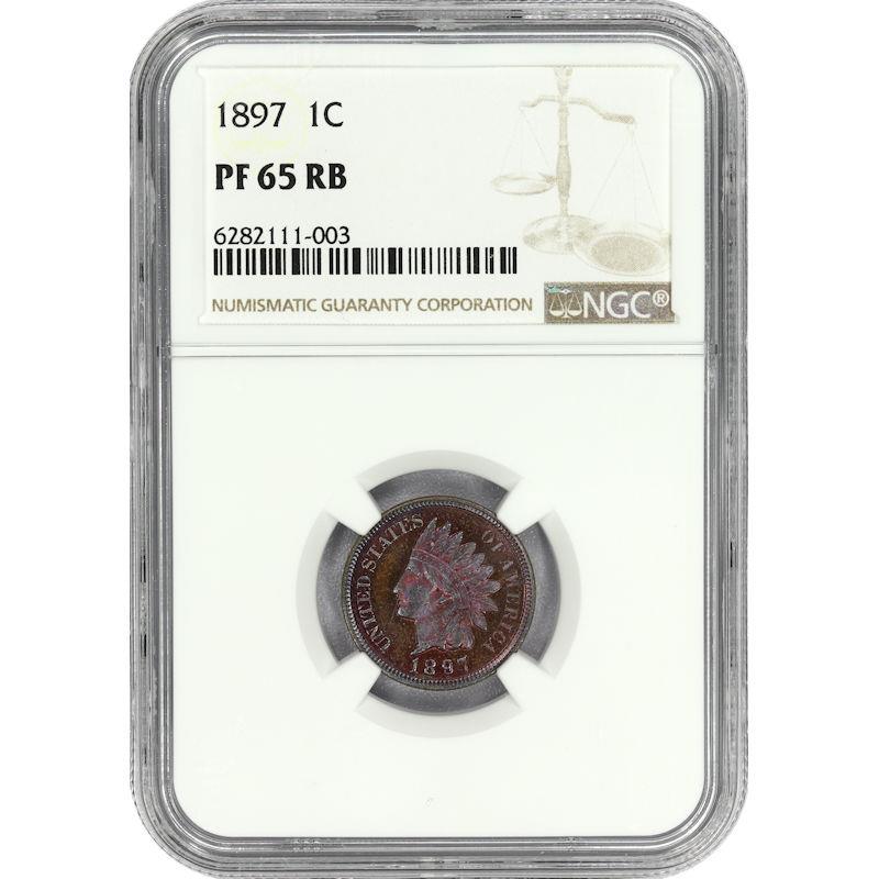1897 Indian Head Cent 1C NGC PF65RB Colorful GEM PROOF!