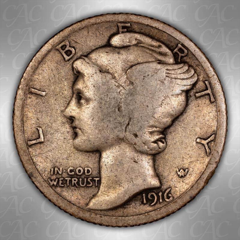 1916-D 10C CACG VG 8 