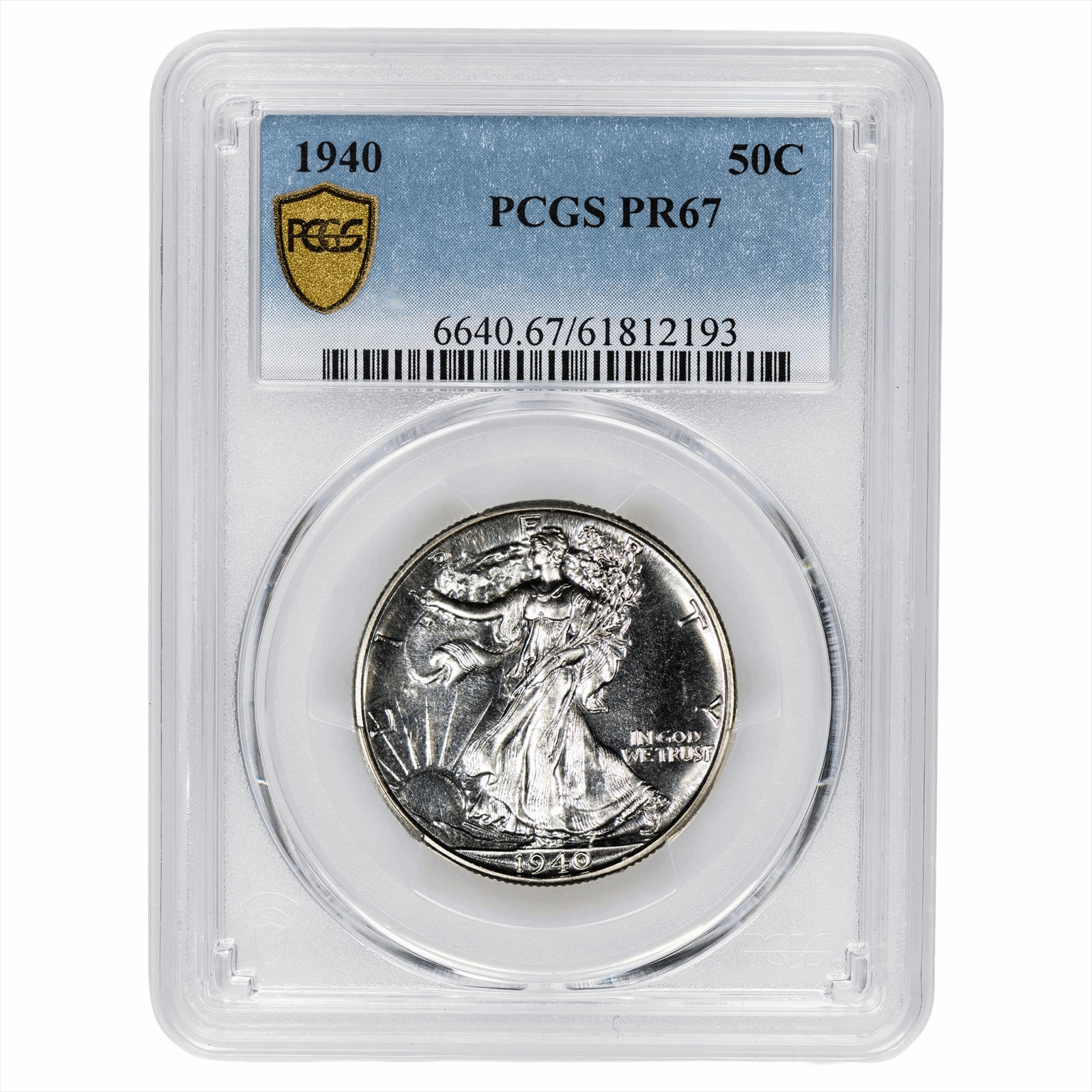 1940 Walking Liberty Half Dollar 50C PCGS PR 67
