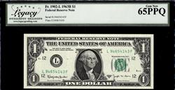 Fr. 1902-L 1963B $1 Federal Reserve Note Gem New 65PPQ 