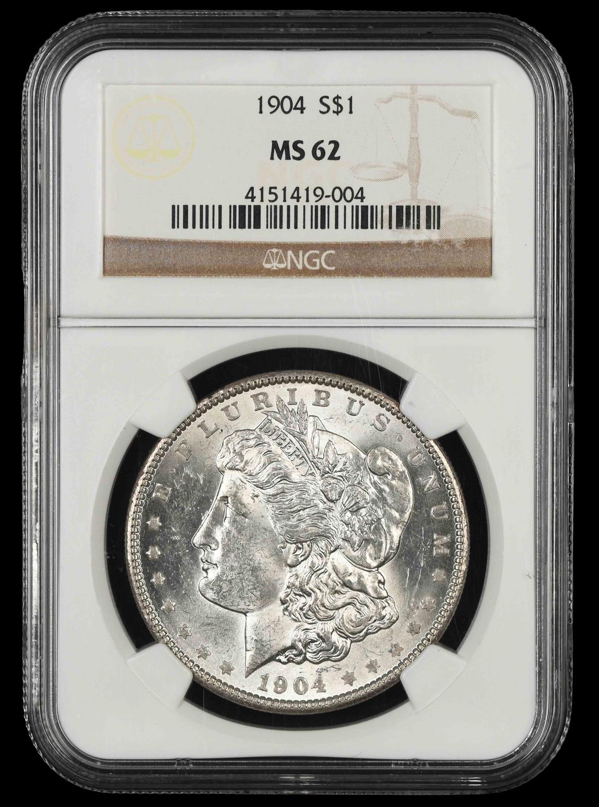 1904 $1 NGC  MS62