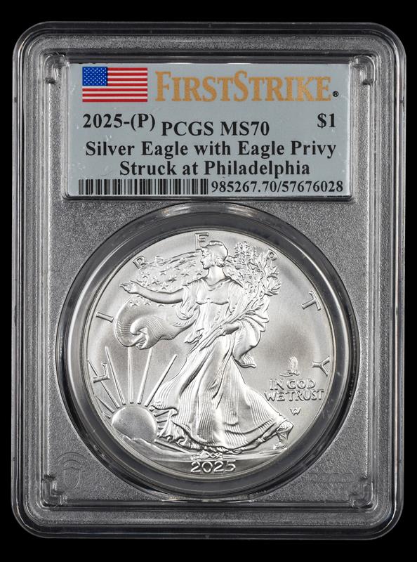 2025 (P) ASE $1 Eagle Privy Struck at Philadelphia First Strike PCGS MS70