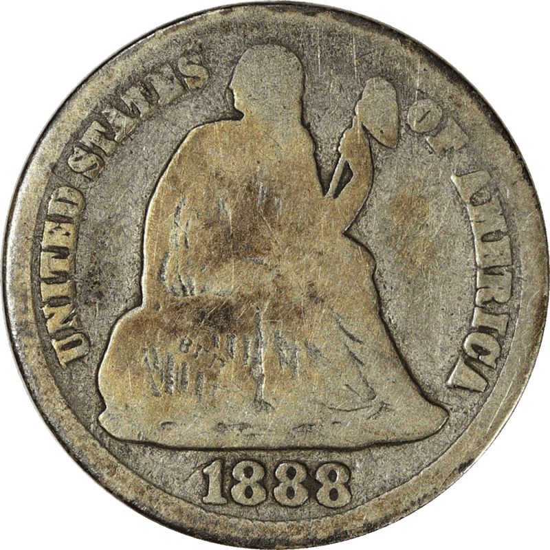 1888-S Liberty Seated Dime 10c, Raw Ungraded Coin