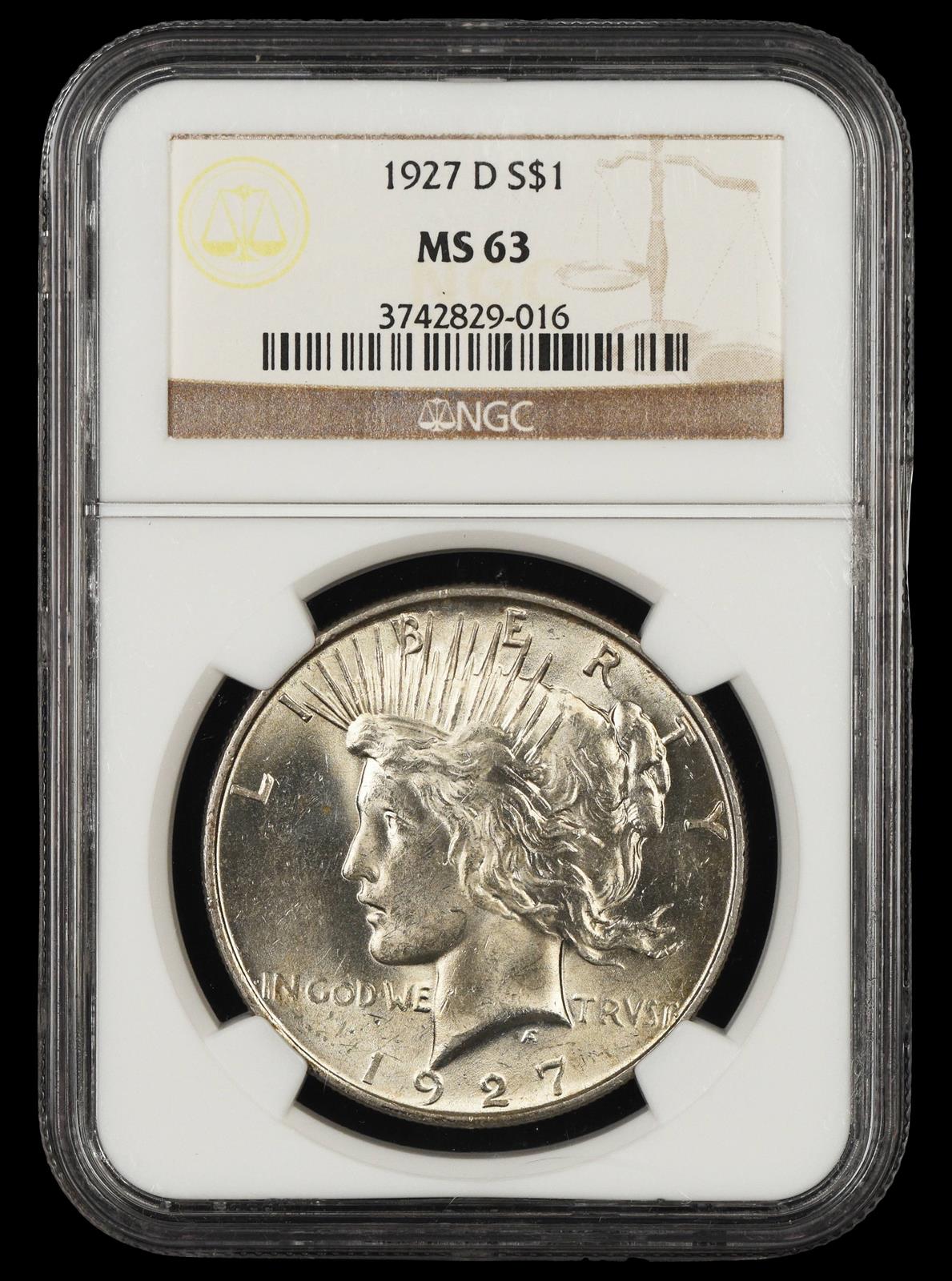 1927 D $1 NGC MS 63