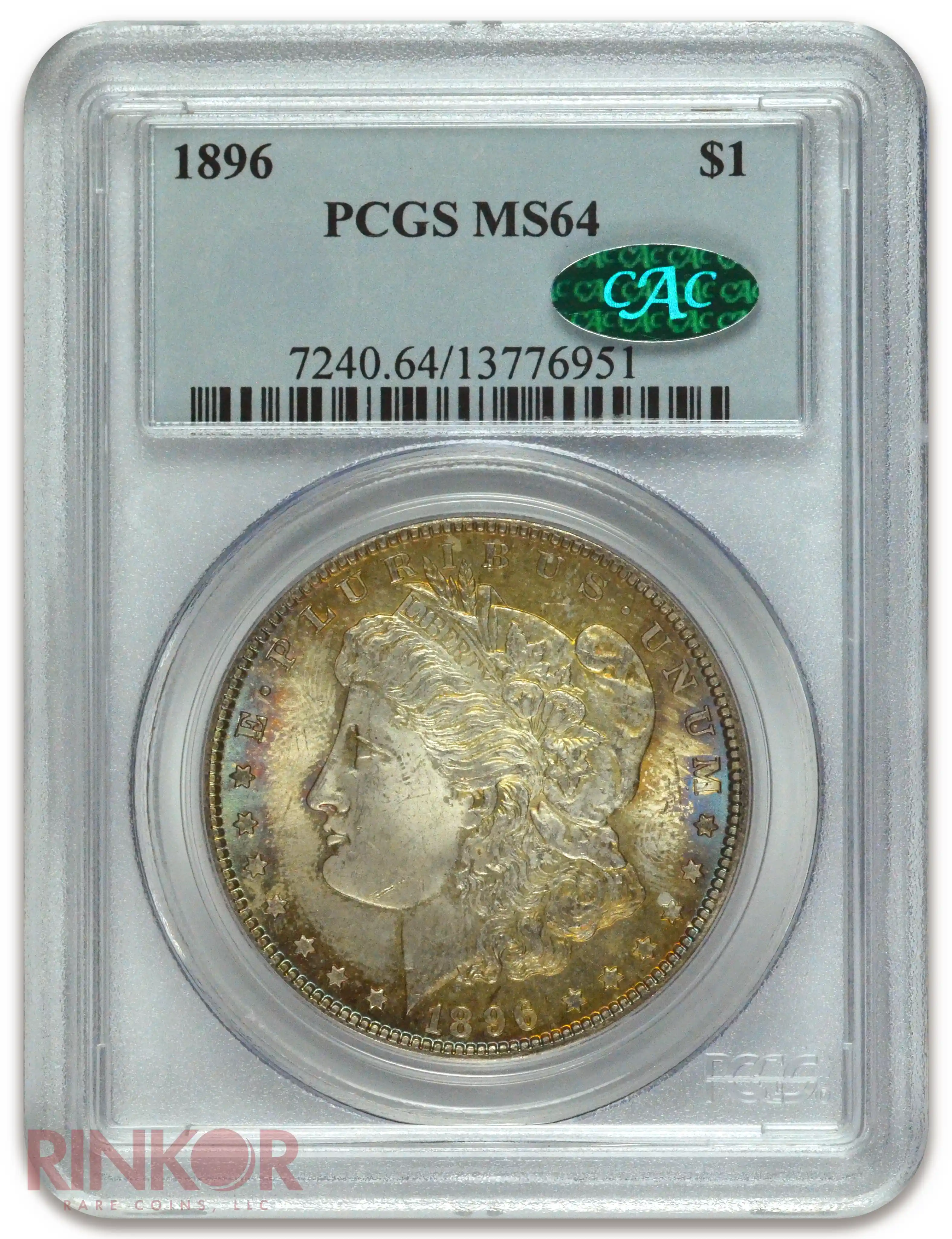 1896 $1 Morgan Dollar PCGS MS 64 CAC