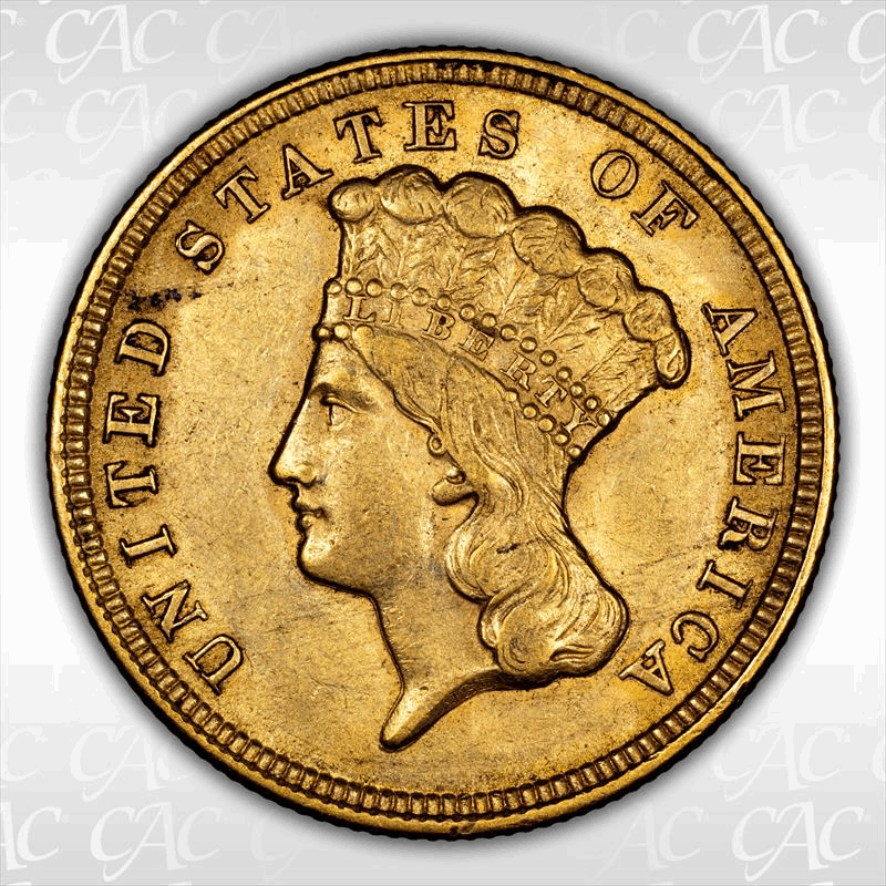 1854 $3 CACG AU55 