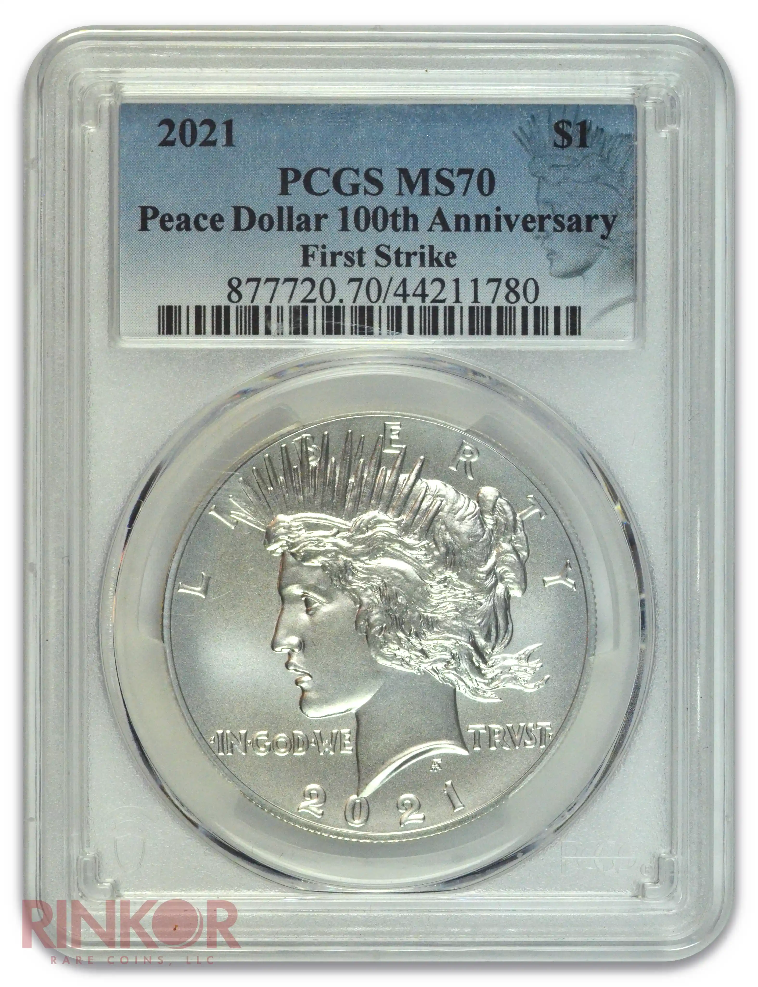 2021 $1 Peace Dollar 100th Anniversary First Strike PCGS MS 70
