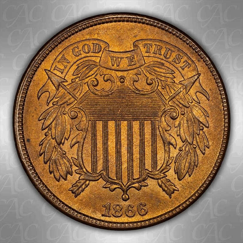 1866 2C CACG MS 66 RB
