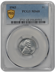 1943 Lincoln Wheat PCGS MS 68 