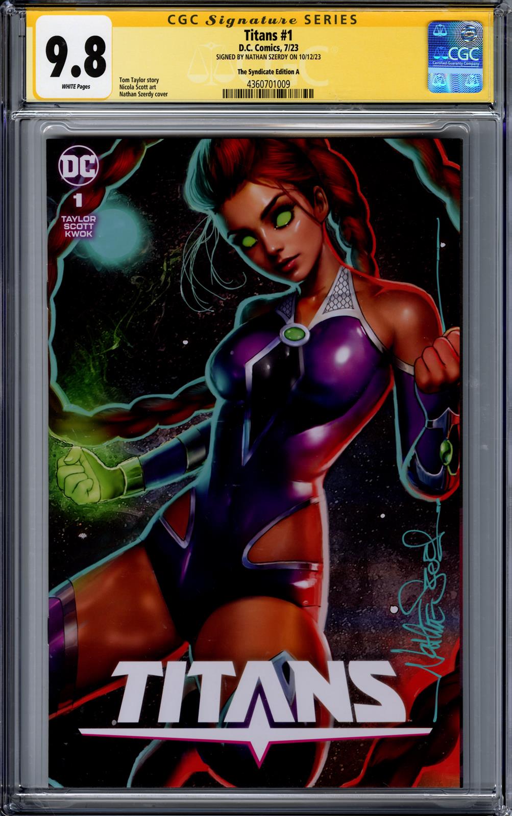 Titans #1 CGC Signature Series 9.8 (D.C., 2023) Signed by Nathan Szerdy 