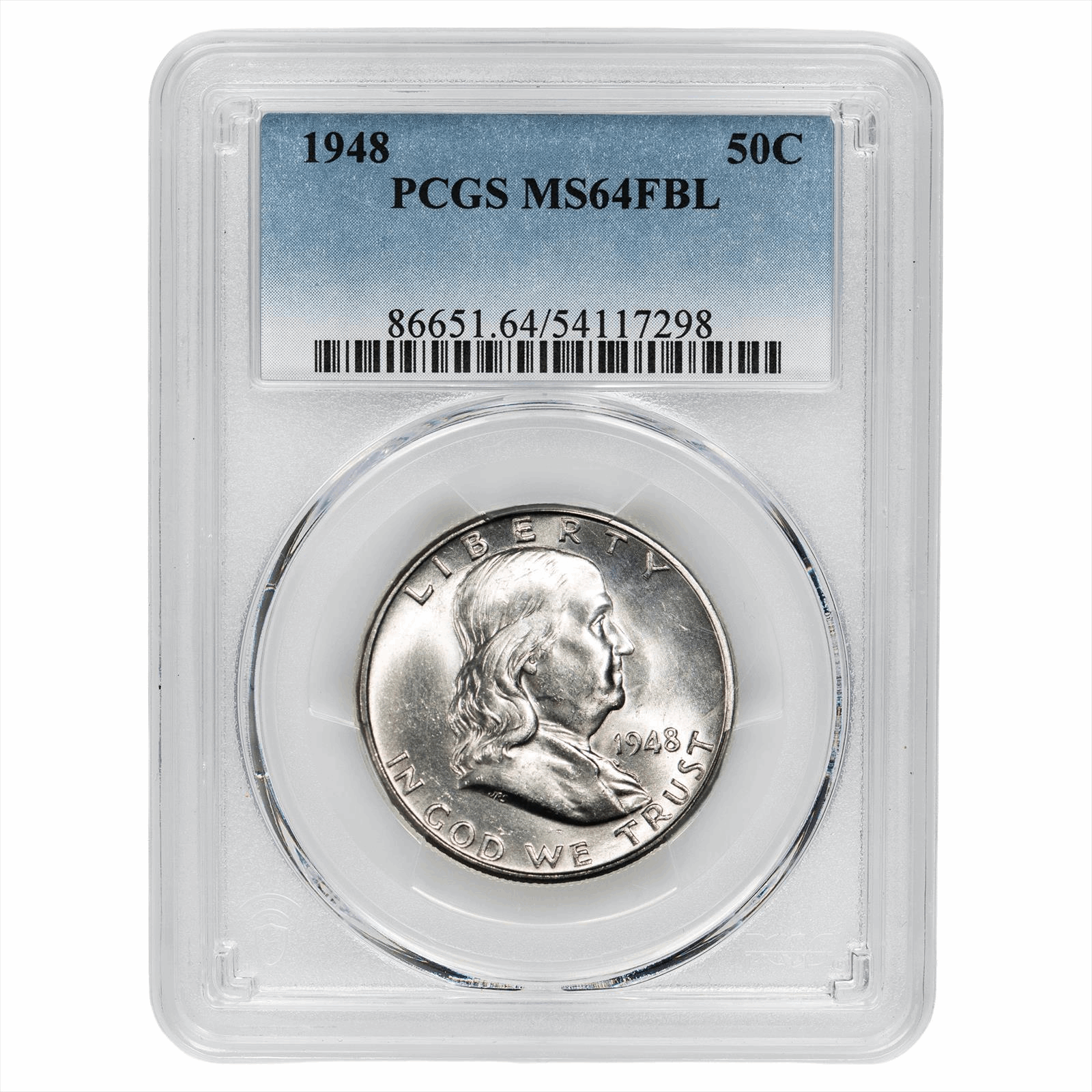 1948 Franklin Half Dollar 50C PCGS MS 64 FBL