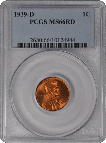 1939-D Lincoln Wheat PCGS MS RD 66
