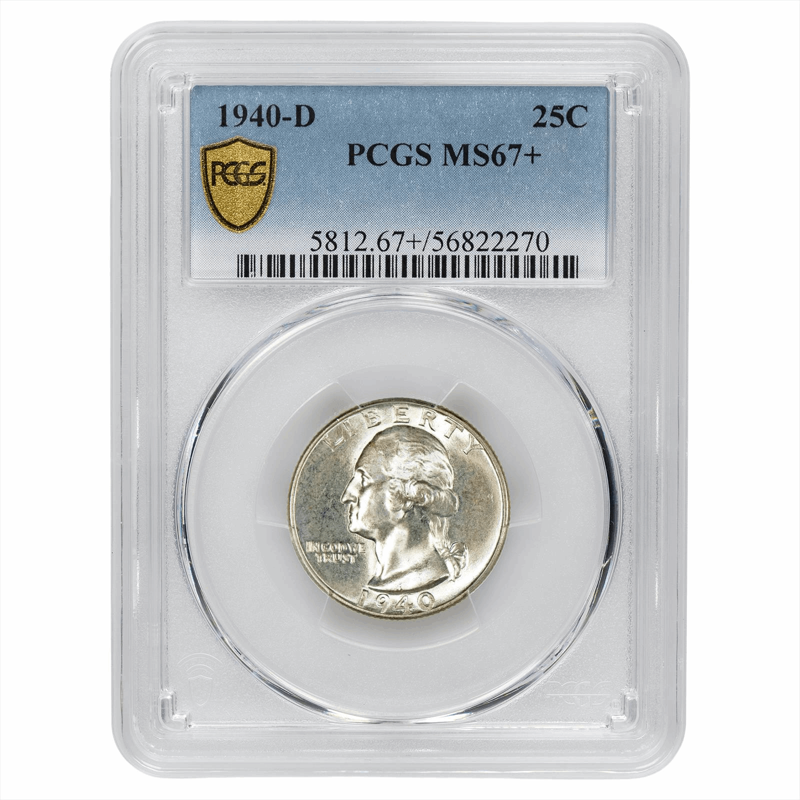 1940-D Washington Quarter 25C PCGS MS 67+