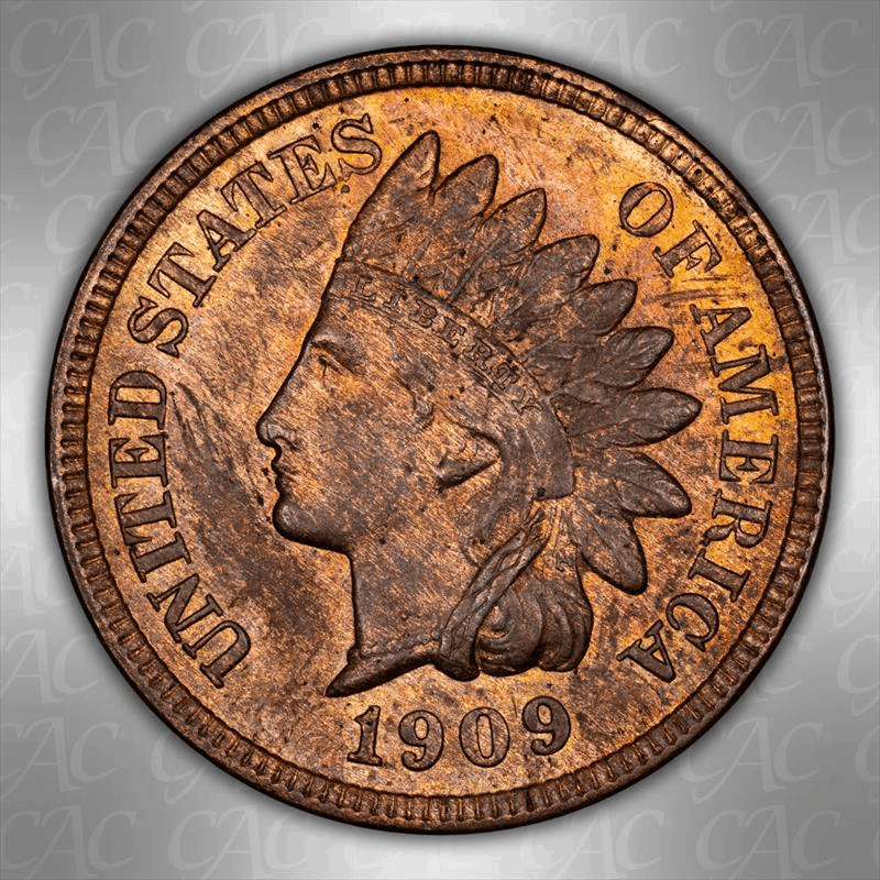 1909-S Indian 1C CACG MS 63 RB
