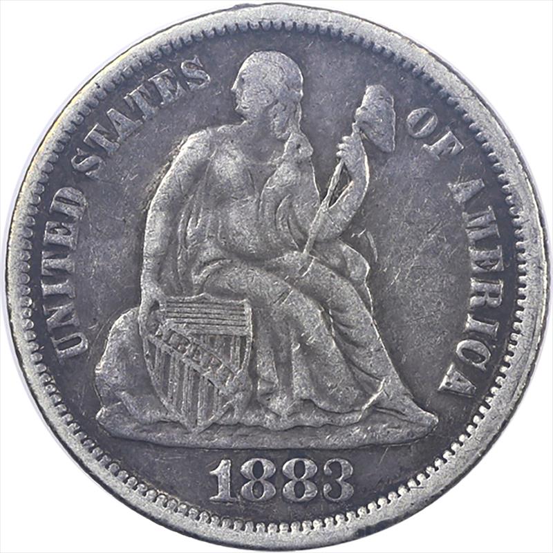Love Token on 1883 Seated Liberty Dime  - RW or WR Initials and Design
